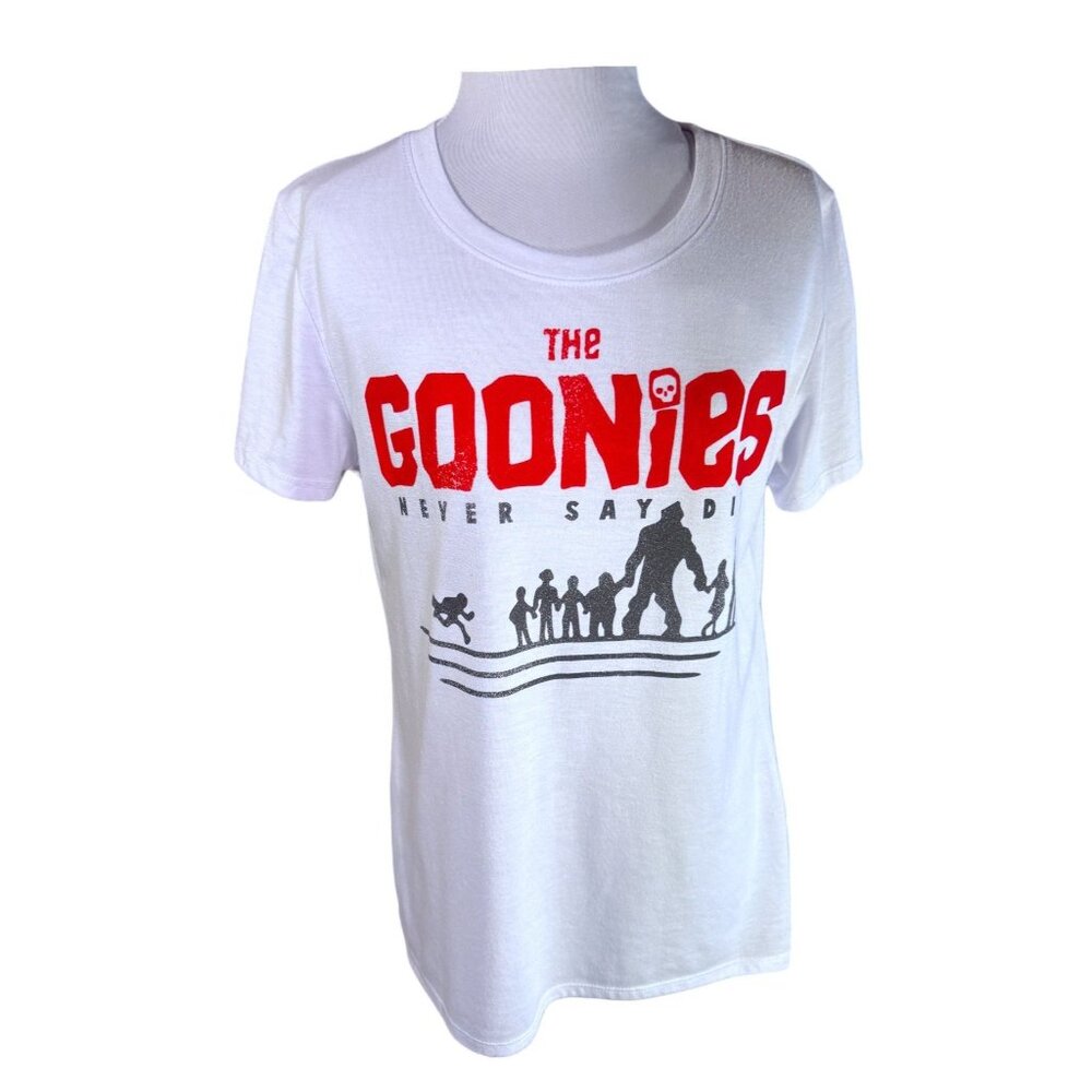 The Goonies Movie Tee Womens White Red Black Graphics - Picture 2 of 7